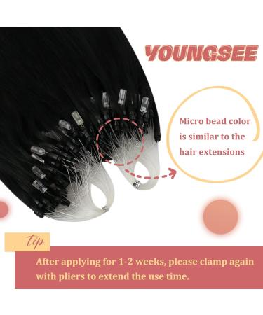 Buy Youngsee Real Hair Extensions - Black Microring Extensions 50cm | 1g Micro Rings - Premium Quality - Buy Online on GoSupps.com