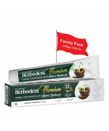 Herbodent Premium Toothpaste - 5.82 Oz Pack of 1 | 21 Herbs for Strong Teeth & Healthy Gums- Neem Clove Cinnamon Cardamom with Natural Mouthwash-No Paraben No Fluoride No Saccharin No Triclosan