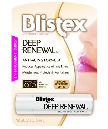 Blistex Lip Protectant Sunscreen Deep Renewal Anti-Aging Formula 0.13 Ounce (3.69g) ( Value Pack of 4)