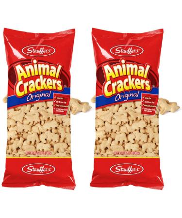 Stauffer's Original Animal Crackers 32 oz Bag, Low Fat, Rich and Crunchy Taste Snacks, Kid Friendly Fun Shapes Biscuit (Pack of Two)
