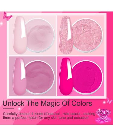 Honey Joy Dip Powder Nail Kit Starter Set - 4 Colors Hot Pink Glitter Dipping Powder Liquid with Base Top Coat Activator - Nail Art Manicure Salon DIY - No LED Lamp Needed - Dip-7pcs-01 - Buy Online on GoSupps.com