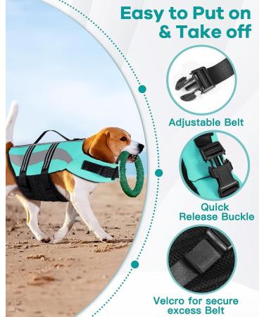 Petbank Life Jacket for Dogs - Adjustable Swimming Vest with Reflector Stripes | Buoyant Swim Suit for Small Medium & Large Dogs - Light Blue - Buy Online on GoSupps.com