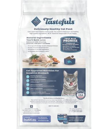Blue Buffalo Tastefuls Sensitive Stomach Adult Dry Cat Food - Chicken & Brown Rice 7lb Pack - Buy Online on GoSupps.com