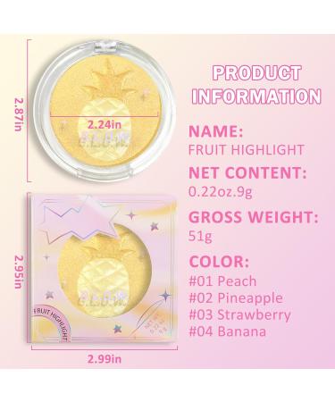 Prreal Pineapple Highlighter Palette - Multi-Color Blendable Makeup with Highlight Brush | Perfect Face Contour #02PinoApple - Buy Online on GoSupps.com