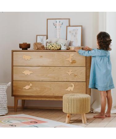 Whales 6-Pack Dino Wooden Buttons with Screws Decorative Drawer Handles for Kids' Rooms Natural Wood Animal Furniture Accents - Buy Online on GoSupps.com