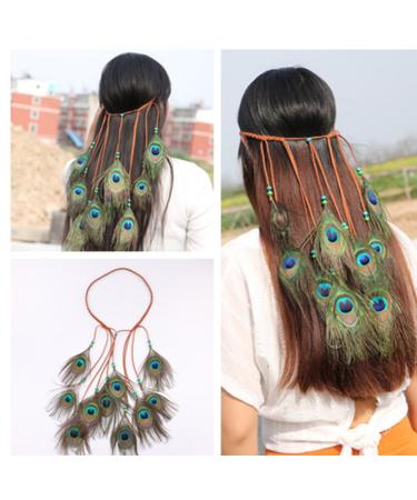 Peacock Feather Headband - Bohemian Tribal Indian Hair Band for Masquerade and Festivals - Buy Online on GoSupps.com