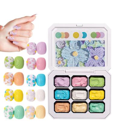 Gacqpli Nail Gel Artistic Nail Gel | 9 Color Palette for Sculpting Drawing Modeling Decoration and Manicures