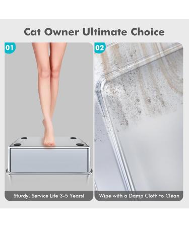 ZuHucpts Stainless Steel Cat Litter Box Extra Large Metal Litter Pan for Cats/Rabbits (Silver X-Large(24" Lx16 Wx8 H)) X-Large(24"Lx16"Wx8"H) Silver - Buy Online on GoSupps.com