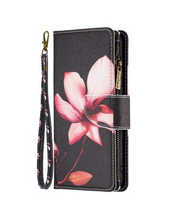 VQWQ mobile phone case for Xiaomi Redmi Note 12 Pro Plus Shell - protective cover for Xiaomi Redmi Note 12 Pro Plus Leather Bag with lit -in -the -list Zipper Map Case Folding Case Magnetic 03 -Lotus Xiaomi Redmi Note 12 Pro Plus Lotus