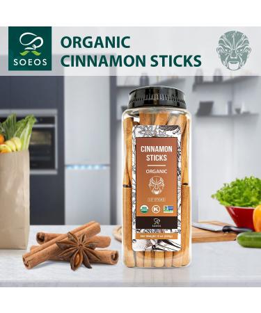 Soeos Organic Cinnamon Sticks 8 oz (226g) - Ground Cinnamon for Baking, Cooking & Beverages - Non-GMO, Kosher Certified - 100% Raw Cinnamon Seasoning Spice - Buy Online on GoSupps.com