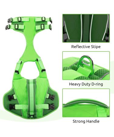 Convinit Life Jacket for Dogs - Adjustable Dog Vest with Grip & Reflectors for Boating Swimming & Surfing - Suitable for Small Medium & Large Dogs - L Green - Buy Online on GoSupps.com