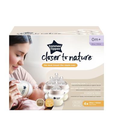 Tommee Tippee Closer to Nature 5oz Baby Bottles - Extra Slow Flow Breast-Like Nipple, Anti-Colic Valve (4 Pack) - Buy Online on GoSupps.com