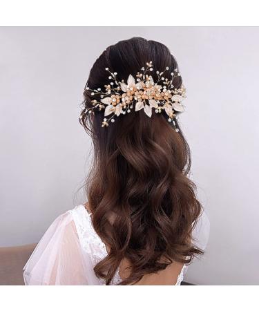 GAODESI Wedding Hair Comb Bridal Hair Pieces Flower Leaf Hair Accessories for Women