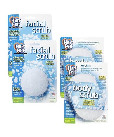 HartFelt Skin Care Bundle  Includes 2 Facial Scrub Sponges and 2 Body Scrub Sponges  4 Items