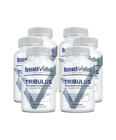 Research Verified Tribulus Terrestris - 1500mg- 95% Furostanol Saponins 5% Bioperine - 60 Count - 6 Bottles 60 Count (Pack of 6)