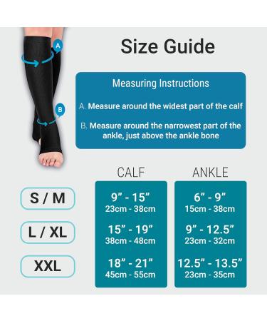 Open Toe Medical Compression Socks for Women & Men - XXL Black - 1 Pair with Laundry Bag - Buy Online on GoSupps.com