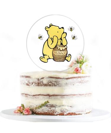 MEMOVAN Winnie Cake Topper Welcome Oh Baby Acrylic Cake Cupcake Toppers Classic The Pooh Bear Baby Shower Birthday Cake Topper Decorations for Winnie Bee Party Supplies