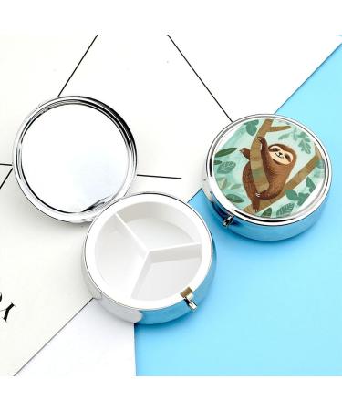 Travel Pill Box with Tree Sloth Design - 3 Compartment Portable Pill Organizer for Purse & Pocket - Buy Online on GoSupps.com