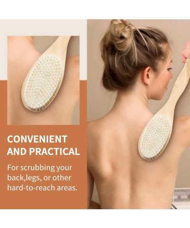 Premium Central Wood Body Brush - Long Stem Back Peeling & Massage Tool | Double-Sided Dry & Wet Brush for Spa-Like Bathing Experience | International Shipping Available - Buy Online on GoSupps.com