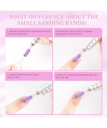 Small Sanding Bands for Nail Drill - 100Pcs 180 Grit Mini Sanding Bands with 3.1mm Mandrel Bits for Acrylic & Gel Manicures (Purple - Buy Online on GoSupps.com
