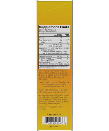 Now Foods Sports B-12 Energy Boost Sticks - Tart Berry 10000 mcg | 12 Sticks (2.1 oz) - Buy Online on GoSupps.com
