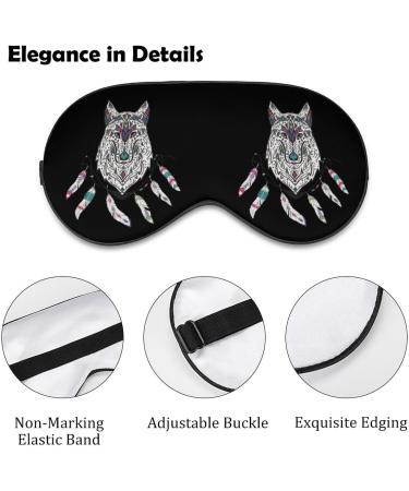 Watercolor Wolf Dreamcatcher Sleep Mask - Adjustable Eye Cover for Sleeping, Blocking Light - Men, Women - Ideal for Night, Travel, Nap - Buy Online on GoSupps.com