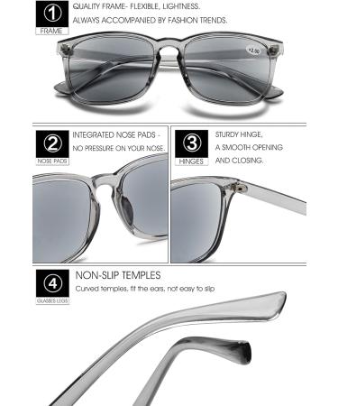Vevesmundo Reading Glasses with Sun Protection - Stylish 2.0x Visual Aid Sunglasses for Men & Women - Gray Sunny Reading Glasses - Buy Online on GoSupps.com