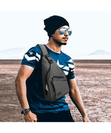 AMJ Sling Bag with USB Cable | Shoulder Backpack for Hiking, Camping | Medium Space Grey Crossbody Daypack - Buy Online on GoSupps.com