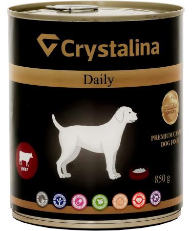 Crystalina Daily Premium Dog Food Adult with Beef | Premium Canned Dog Food | High Meat Content up to 97% | Wheat Free | Pack of 6 (6 x 850 g) (Beef 1) - Buy Online on GoSupps.com