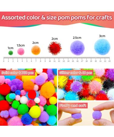 Iooleem 800pcs Multi-Colored Glitter Pom Poms Assorted Sizes for Crafts - Arts & Craft Supplies - Buy Online on GoSupps.com