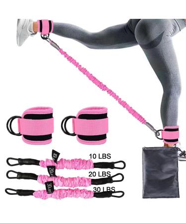 Ankle Resistance Bands with Cuffs Set 60lbs Three Different Pound Resistance Bands for Kickbacks Hip Fitness Training Exercise Bands for Butt Lift Women Pink