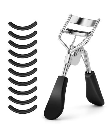 SIBBA Professional eyelashcase eyelash curler eyelash curls with 10 extra silicone replacement pads for women girls no pinch or pull suitable for curved eyelashes all eye shapes (silver)