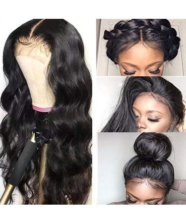 18 Inch Body Wave Lace Front Human Hair Wig for Black Women - Pre Plucked with Baby Hair - Natural Color - 150% Density - Brazilian Hair (1 Pack) - Buy Online on GoSupps.com