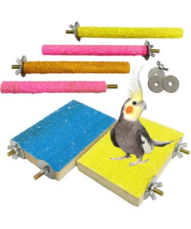 Hamiledyi Bird Perch Stand Toy Wood Parrot Paw Grinding Stick Perch Stand Platform Parakeet Cage Accessories Exercise Toys for Budgies Cockatiel Conure 6-PACK - Buy Online on GoSupps.com