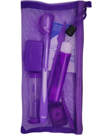 Portable Orthodontic Care Kit for Braces - Dental Travel Kit with Interdental Brush, Wax, Floss - Purple (8 Pcs) - Buy Online on GoSupps.com
