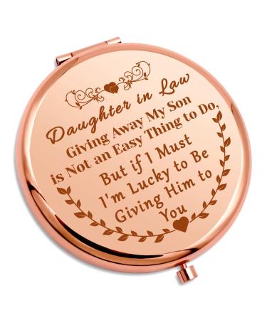 Daughter In Law Gift from Mom Wedding Gift Personal Makeup Mirror Bride Gift Bridal Shower Gift for Women Birthday Gift from Mother-In-Law Or Father-In-Law Mother' s Day Daughter Gift Compact Mirror