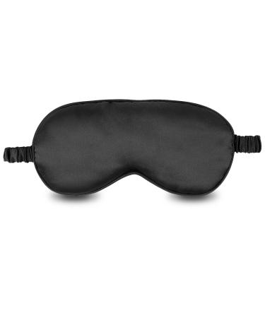 Silk Sleep Mask Eye Mask for Sleeping - Super Smooth Blindfold Eye Covers for Women and Men - Essential for Airplane Travel and Restful Sleep - Black