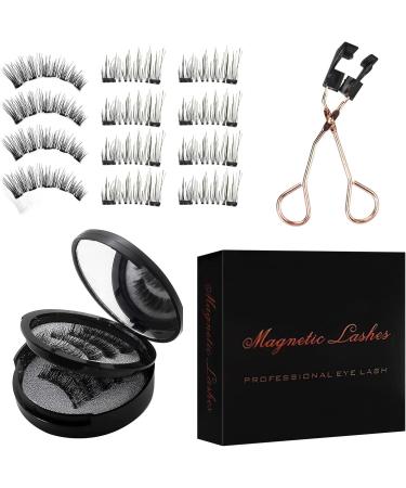 Magnetic Eyelashes False Eyelashes Kit No Glue 3D Magnetic Eyelashes with Applicator Natural Looking Fake Lashes Reusable & Quick & Easy - Black 2 Types Black(Magnetic Eyelashes) - Buy Online on GoSupps.com