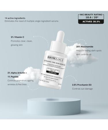 Biomlogy All-in-One Skin Serum with 38.5% Actives | 20% Niacinamide, 2% Vitamin C & 2% Alpha Arbutin | Multi-Benefit Formula for Smoother, Clearer & Even-Looking Skin | 1.01 Fl Oz (30 ml) - Buy Online on GoSupps.com