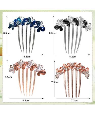 Tona Astrass Flowers Hair Comb Set | Luxury Bridal Accessories - 4 Butterfly & Flower Designs in 4 Colors for Women & Girls - Buy Online on GoSupps.com