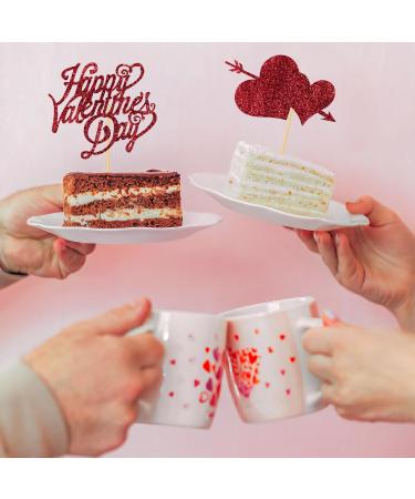 Valentine's Day Cupcake Toppers 12pcs Red Glitter Happy Valentines Day Cake Topper Love Heart Valentine Cupcake Picks for Valentine Theme Party Wedding Engagement Cake Decorations A7AXZTCQ - Buy Online on GoSupps.com