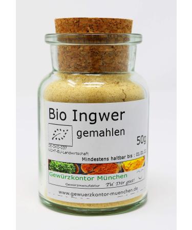 Organic ground ginger 50g in a glass Gew rzkontor Munich