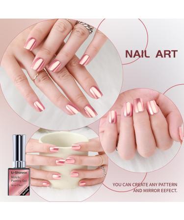 U-Shinein Metallic Painting Gel - Rose Golden 15ml 0.5oz | Nail Art Liner Kit with Strong Reflection | UV Nail Gel for Stunning Metallic Designs - Buy Online on GoSupps.com