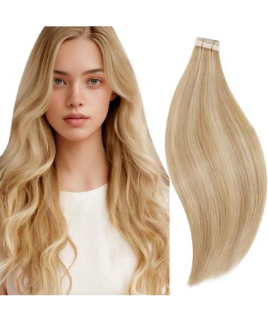 Runature Invisible Tape Extensions Real Hair Blond 60cm Long Real Hair 20 Stucco Real Hair Extensions Tape Blond Highlight Invisible Human Hair 50g Hair Extension Tape Real Hair Color #16P24 60.96 cm #16P24 - Buy Online on GoSupps.com