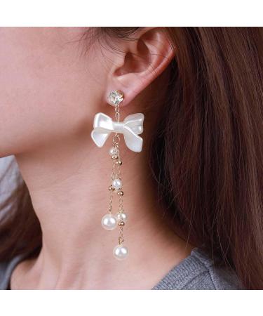 Vintage Crystal Pearl Drop Earrings | Bow Dangle & Tassel Jewelry for Women - Buy Online on GoSupps.com
