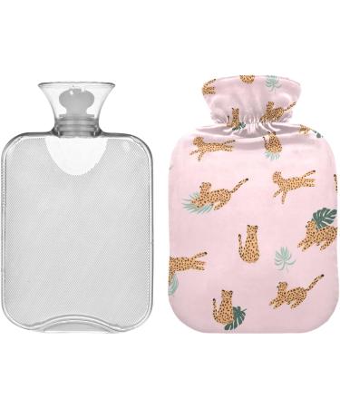 Naanle Tropical Leopard Hot Water Bottle - 2L Large Transparent Bottle for Bed Hand & Feet Warmer | Pain Relief & Heat Therapy - Buy Online on GoSupps.com