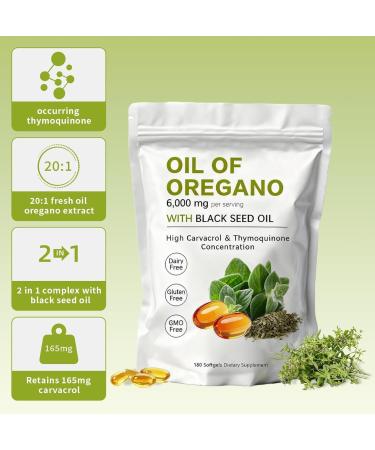 Huuazoi Oregano Oil Oil of Oregano Softgels | Non-GMO - Gluten Free - 180 Count / 1 Bag - Buy Online on GoSupps.com