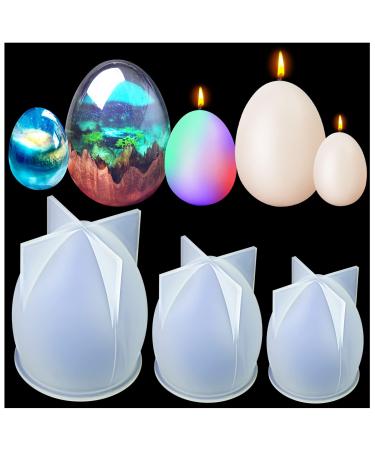 3D Easter Egg Candle Mold  3 Pcs Silicone Mold for Candle Making  Easter Handmade Candle Making Mould  DIY Craft Resin Mold for Fondant Cake  Aromatherapy Candle  Chocolate  Soap  Candy