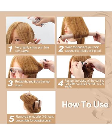 3Pcs Heatless Curlers for Long Hair - Overnight DIY Hair Styling Rollers (Champagne) - Buy Online on GoSupps.com