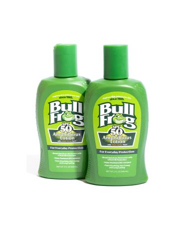 Bullfrog Sunscreen Amphibious Lotion SPF 50 | Oxybenzone & Octinoxate Free | Broad Spectrum Moisturizing UVA/UVB, 5oz, 2 pack